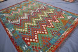7x10 Boho Kilim Rug - Authentic Afghan Handmade Natural Dyes Wool Area Oriental Turkmen Geometric Turkish Outdoor Bohemian - thumbnail 1