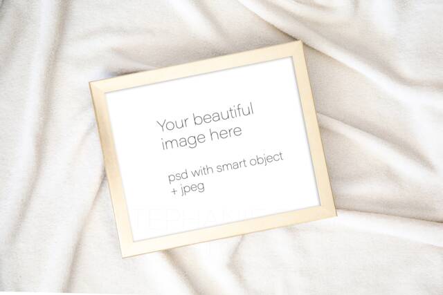 Gold Frame Mockup 8x10 - Available in Psd & Jpeg Stock Photo Cozy Minimalist Farmhouse Style