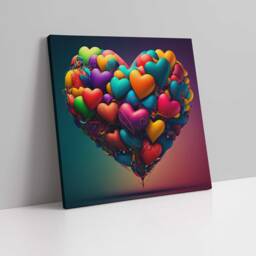 Heart Shape Of Balloons. Multi-Coloured Hearts. Canvas Picture Print - thumbnail 1