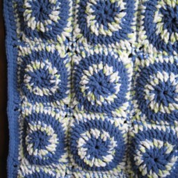 Baby Boy Blanket/ Blue Infant Afghan/ Shower Gift/ Chunky Knit Bedding/ Kid 1st Birthday Granny Square Crochet Baby/Kid Blanket - thumbnail 3