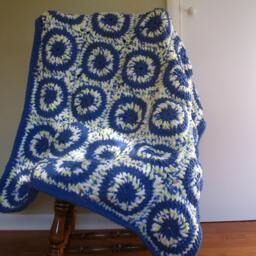 Baby Boy Blanket/ Blue Infant Afghan/ Shower Gift/ Chunky Knit Bedding/ Kid 1st Birthday Granny Square Crochet Baby/Kid Blanket - thumbnail 2