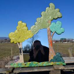 Large Wall Mirror, Decorative Mirror 2 Trees, Climbing Cats & Peeking Rabbit, Cat Home Decor, Boho Wall Mirror, Tree Art, Lover - thumbnail 3