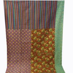 Vintage Handmade Kantha Quilt Sari Patchwork Throw Blanket - thumbnail 3