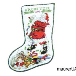 Personalised Christmas Stockings With Embroidered Santa Family Custom Cross Stitch Cute Xmas Decor Made To Order Mantelpiece - thumbnail 2