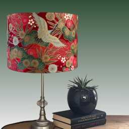 Luxury Oriental Japanese Cranes Lampshade - Red & Gold - thumbnail 3
