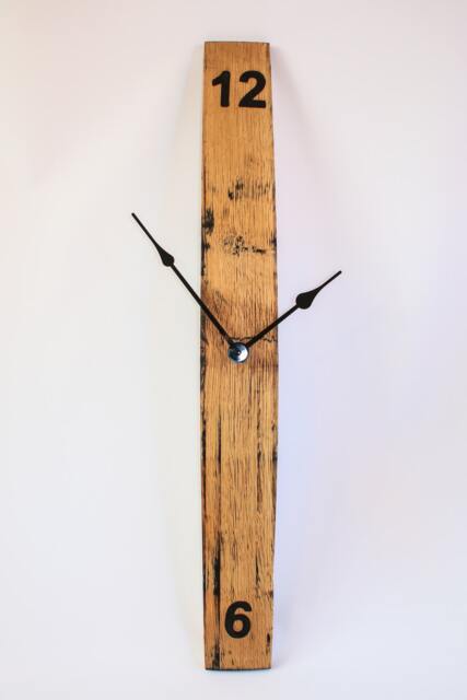 Hand Crafted Oak, Scotch Whisky Barrel Stave Wall Clock, With Hand Branded Numbers - image 1