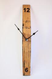 Hand Crafted Oak, Scotch Whisky Barrel Stave Wall Clock, With Hand Branded Numbers - thumbnail 1