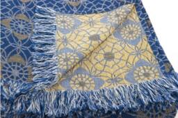 Linen/Cotton Blanket, Eco Linen Blue, Yellow Wrap, Bed Throw - thumbnail 2