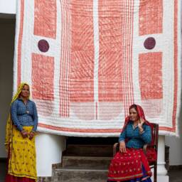 Bauhaus Bedding Quilt Set, Handmade King Size Comforter Reversible Hand-Block Printed Cotton Bedspread, Indian Kantha Blanket, Queen Duvet - thumbnail 2