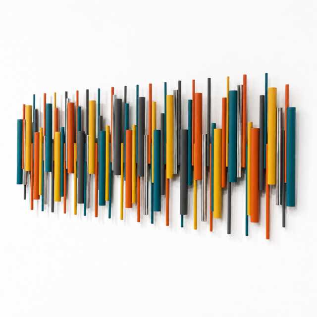 Turquoise & Ochre Wall Art - Vibrant Modern Wood Sculpture - image 1