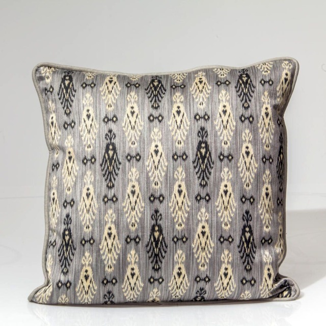 Gray Ikat Pillow Cover, Kravet Designer Fabric, Linen Back - image 1