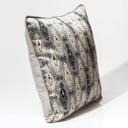 Gray Ikat Pillow Cover, Kravet Designer Fabric, Linen Back - thumbnail 3