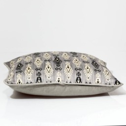 Gray Ikat Pillow Cover, Kravet Designer Fabric, Linen Back - thumbnail 4