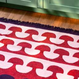 Reversible Kilim Rug Mushroom Pink Recycled Cotton, Eco-Friendly - thumbnail 4