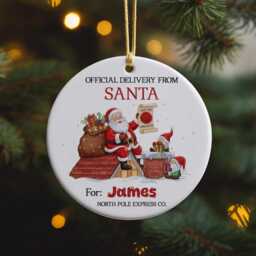 Personalised Santa Delivery Nice List Ornament, Official Delivery From Christmas Bauble, Kids Name Gift - thumbnail 4