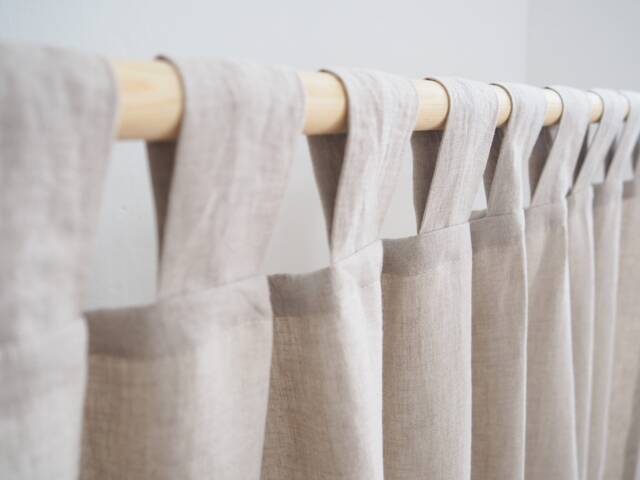 Natural Linen Tab Top Curtain Panel, Medium Weight - 160 G/M2, Homey Style - image 1