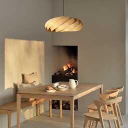 Handmade Wooden Hanging Lamp - Modern Mid-Century Ceiling Lighting Natural Home Decor - thumbnail 3