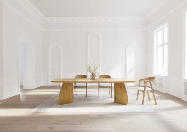 Solid Oak Dining Table With Wooden Base 0103 - image 1