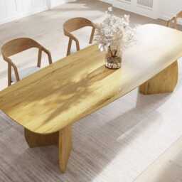 Solid Oak Dining Table With Wooden Base 0103 - thumbnail 2