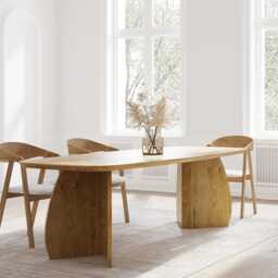 Solid Oak Dining Table With Wooden Base 0103 - thumbnail 3