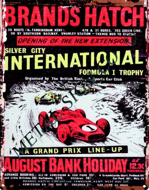 Brands Hatch Grand Prix Metal Sign Vintage Style Wall Art