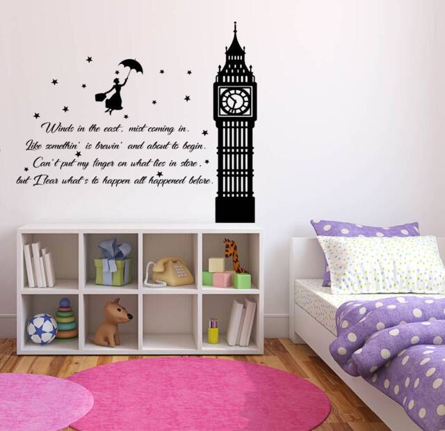 Mary Poppins Quote Wall Decal Nursery Cartoon Art 38Mp - image 1