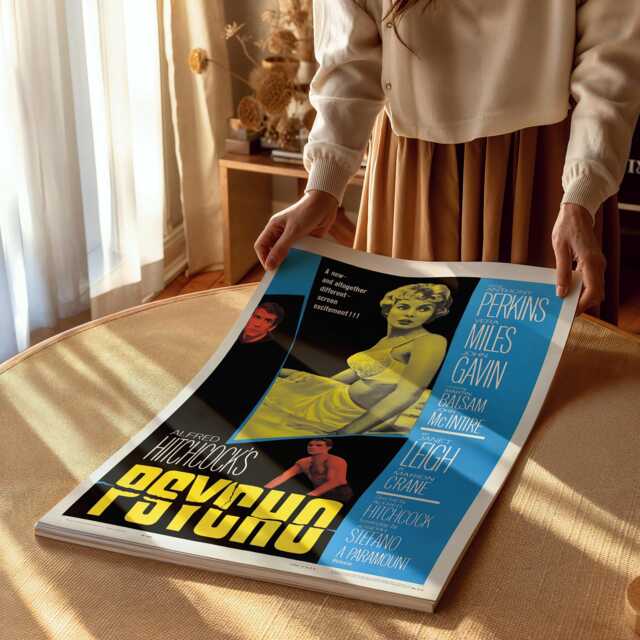 Psycho Movie Poster Alfred Hitchcock Film, Framed Canvas Art - image 1