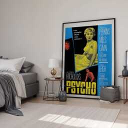 Psycho Movie Poster Alfred Hitchcock Film, Framed Canvas Art - thumbnail 2