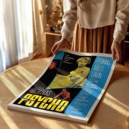 Psycho Movie Poster Alfred Hitchcock Film, Framed Canvas Art - thumbnail 1