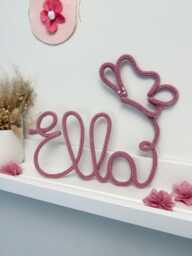 Personalized Knitted Wire Name Sign Nursery Decor With Butterfly. Kids Wall Decoration - thumbnail 1