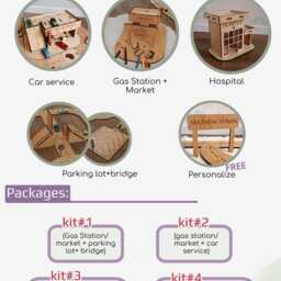 Montessori Educational Toys, Thanksgiving Kids Gift, Wooden Toy Garage, Personalized Car Track, Puzzle Road, Toddler Gift - thumbnail 4