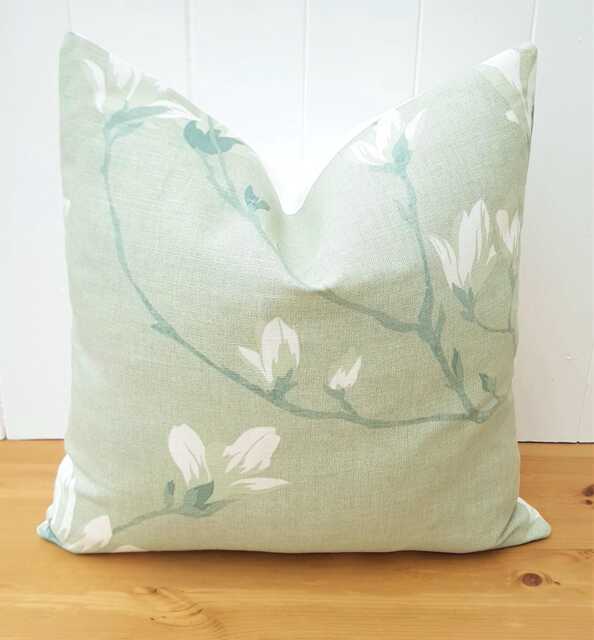 Laura Ashley Magnolia Grove Cushion Green Floral Pillow, Handmade - image 1