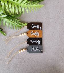 Wood Stocking Tags Personalized Christmas Farmhouse Stockings Custom Gift Wooden Name For Children & Pets - thumbnail 1