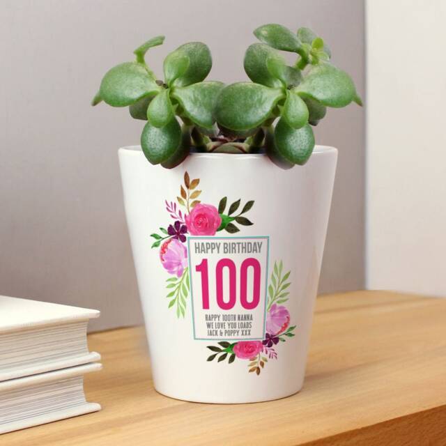 Personalised 100Th Birthday Plant Pot - With Any Name & Message Gifts - image 1