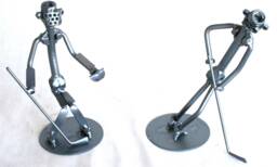 Ice Hockey Player Gift - Nuts & Bolts Metal Sculpture For Goalie Or Forward, Handmade Steel Art - thumbnail 1