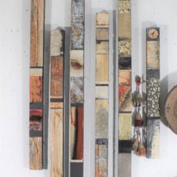 Organic Natural Repurposed 6 Wood Metal Tin Block Art Totems Assemblages Perfect For Lovers Anniveraries Arizona Colorado Mts - thumbnail 2