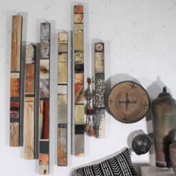 Organic Natural Repurposed 6 Wood Metal Tin Block Art Totems Assemblages Perfect For Lovers Anniveraries Arizona Colorado Mts - thumbnail 3