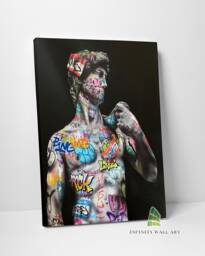 Graffiti David Statue Canvas Art Wall Print Picture Banksy Style Framed Home Decor -D9 - thumbnail 1