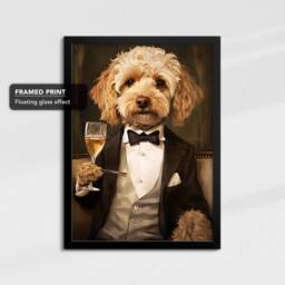 Cockapoo Smart Suit Bowtie Dressed Painting Framed Poster Print & Canvas Wall Decor Art Bedroom Home Interior Funny Dog Lover Gift - thumbnail 2