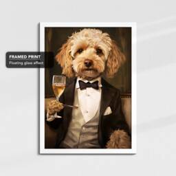 Cockapoo Smart Suit Bowtie Dressed Painting Framed Poster Print & Canvas Wall Decor Art Bedroom Home Interior Funny Dog Lover Gift - thumbnail 3