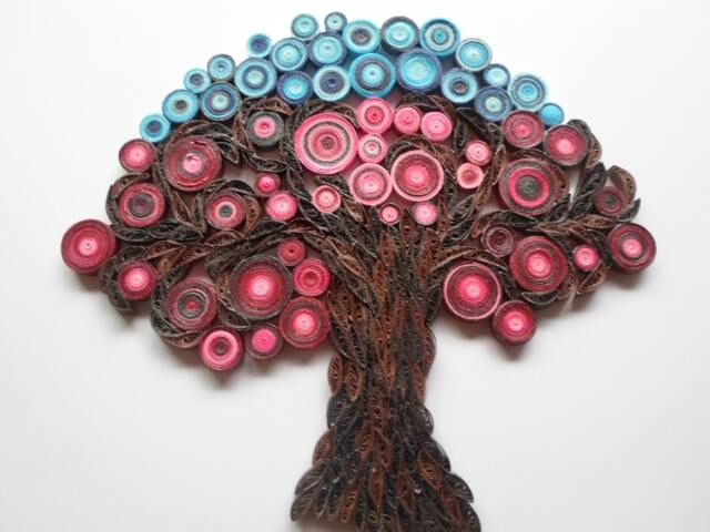 Quilled Tree Of Life Wall Art Modern Red Home Decor - image 1