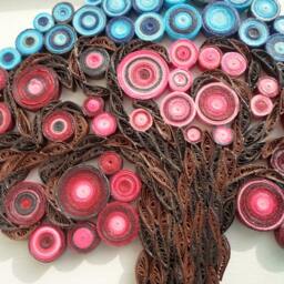Quilled Tree Of Life Wall Art Modern Red Home Decor - thumbnail 2
