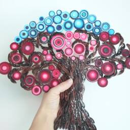 Quilled Tree Of Life Wall Art Modern Red Home Decor - thumbnail 3