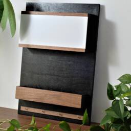 Wall Organizer + Dry Erase Board, Black & Walnut, Whiteboard, Noticeboard, Office, Desk - thumbnail 3