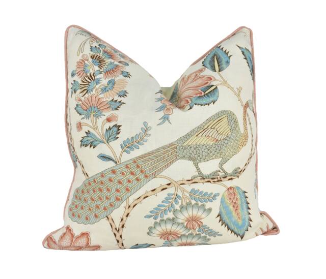 Schumacher - Campagne Peacock & Rouge Lush Lively French Floral Designer Cushion Cover Handmade Throw Pillow Home Decor - image 1
