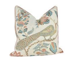 Schumacher - Campagne Peacock & Rouge Lush Lively French Floral Designer Cushion Cover Handmade Throw Pillow Home Decor - thumbnail 1