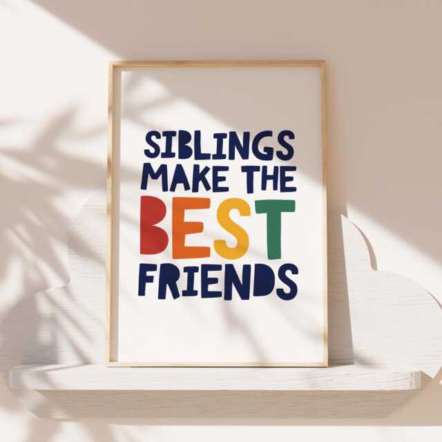 Siblings Make The Best Friends, Brother Sister Wall Art, Sibling Prints, Shared Bedroom, Bedroom Rainbow Playroom Decor - image 1