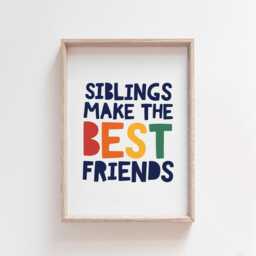 Siblings Make The Best Friends, Brother Sister Wall Art, Sibling Prints, Shared Bedroom, Bedroom Rainbow Playroom Decor - thumbnail 2