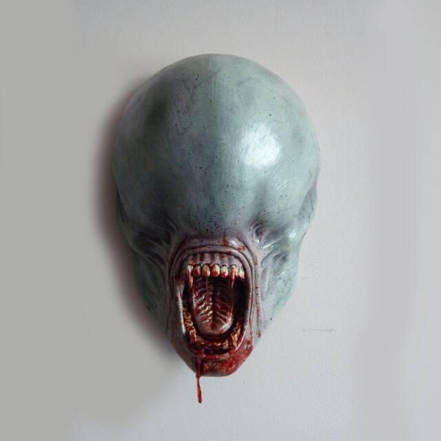 Handmade Neomorph Head Sculpture, Alien Horror Prop, 11 Scale - image 1