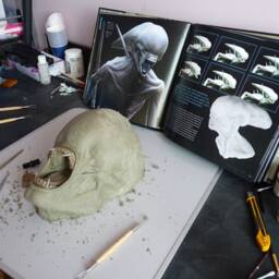 Handmade Neomorph Head Sculpture, Alien Horror Prop, 11 Scale - thumbnail 4